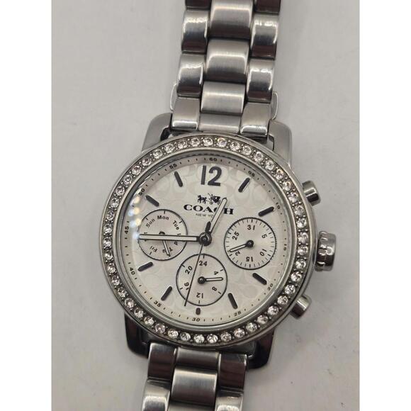 Coach Ladies Legacy Sport Silver Chronograph Watch - Picture 1 of 9